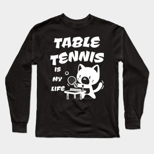 Cool Cat Playing Table Tennis Long Sleeve T-Shirt